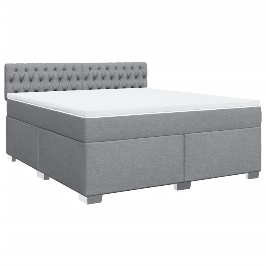 Sommier à lattes de lit avec matelas Gris clair 180x200cm Tissu - 2