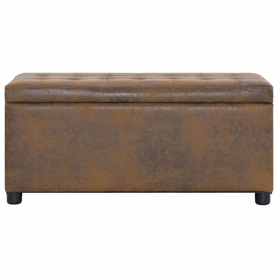 Pouf de rangement 87,5 cm Marron Similicuir daim - 2