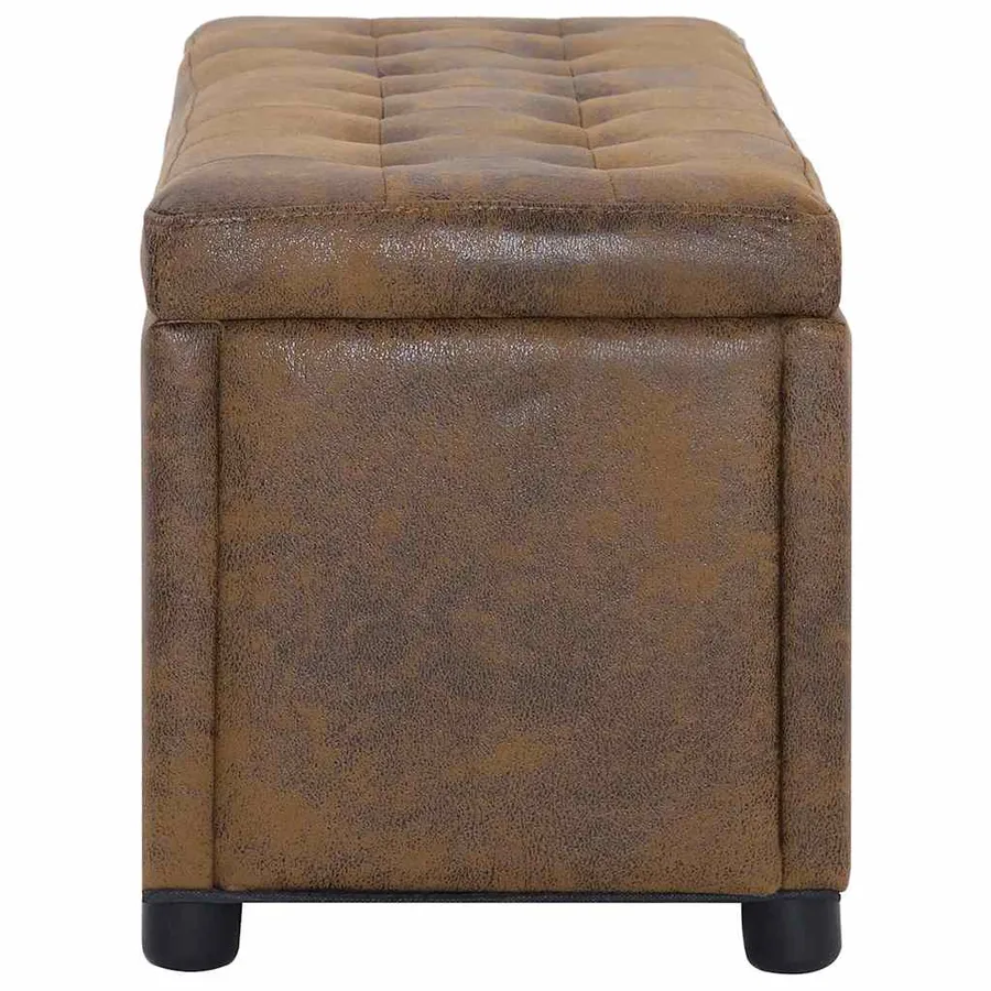 Pouf de rangement 87,5 cm Marron Similicuir daim - 3