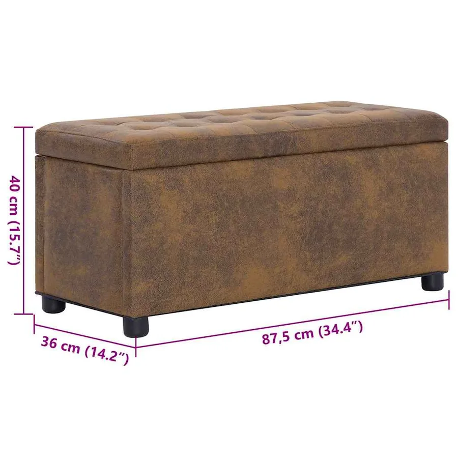 Pouf de rangement 87,5 cm Marron Similicuir daim - 6