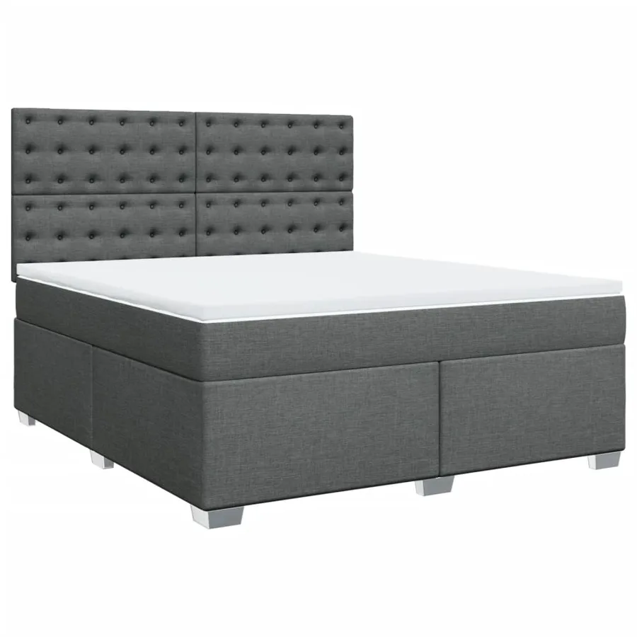 Sommier à lattes de lit avec matelas Gris foncé 180x200cm Tissu - 2