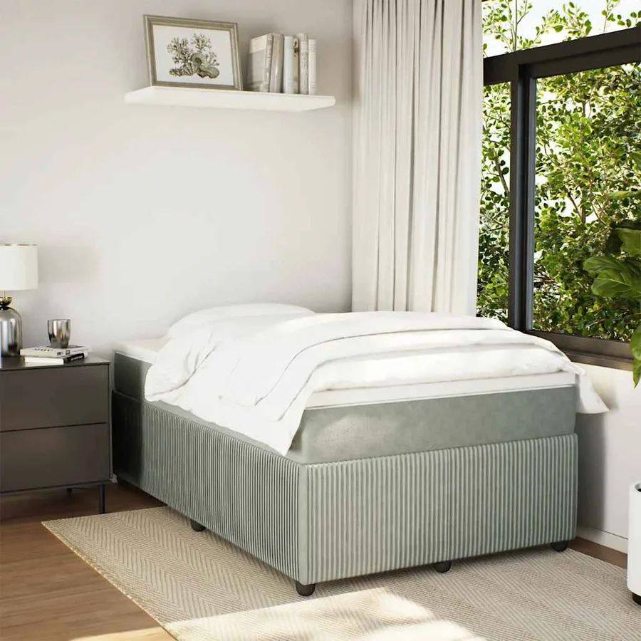 Sommier à lattes de lit et matelas Gris clair 120x200cm Velours - 3