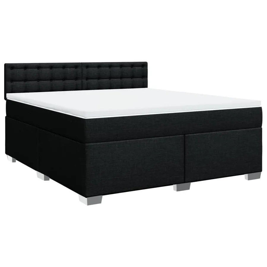 Sommier à lattes de lit avec matelas Noir 180x200 cm Tissu - 2
