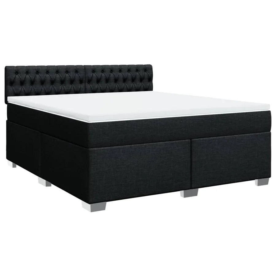 Sommier à lattes de lit avec matelas Noir 180x200 cm Tissu - 2