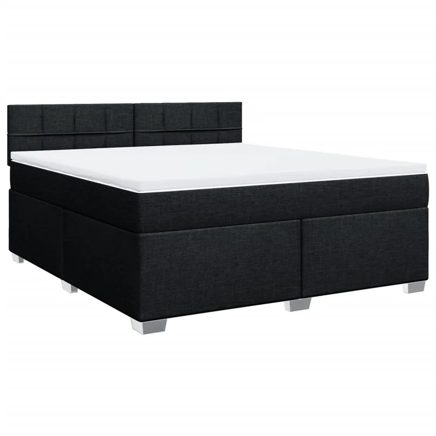 Sommier à lattes de lit avec matelas Noir 180x200 cm Tissu - 2