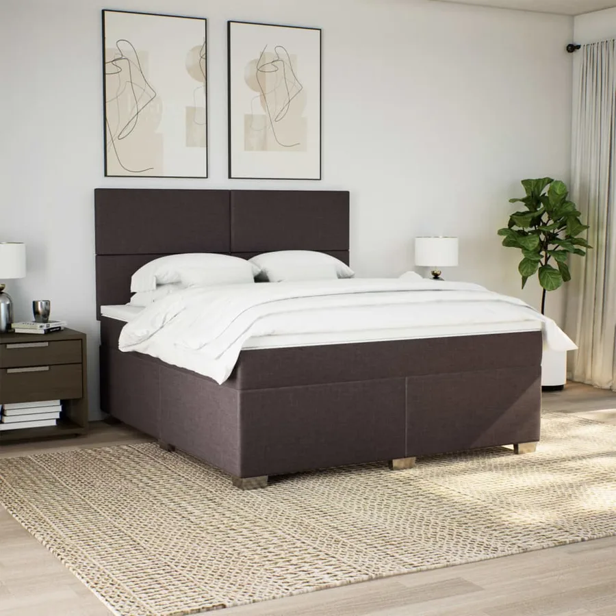 Sommier à lattes de lit avec matelas Marron foncé 180x200 cm - 3