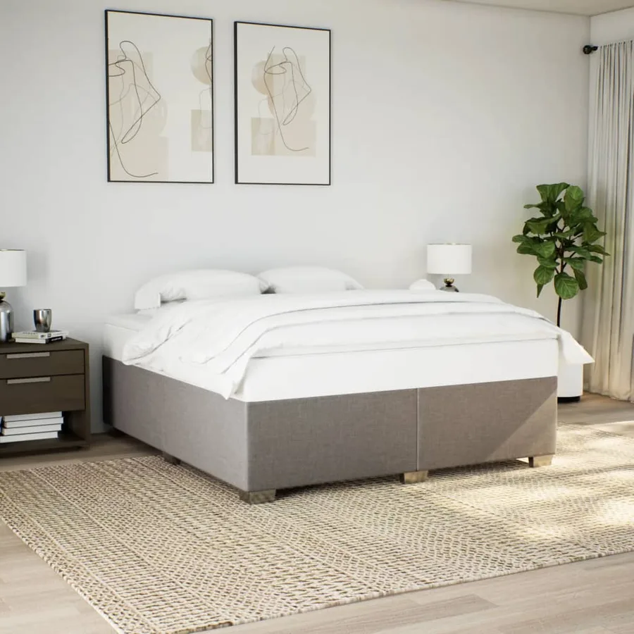 Sommier à lattes de lit avec matelas Taupe 180x200 cm Tissu - 3