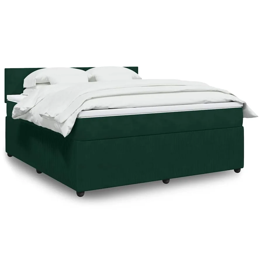 Sommier à lattes de lit et matelas Vert foncé 180x200cm Velours