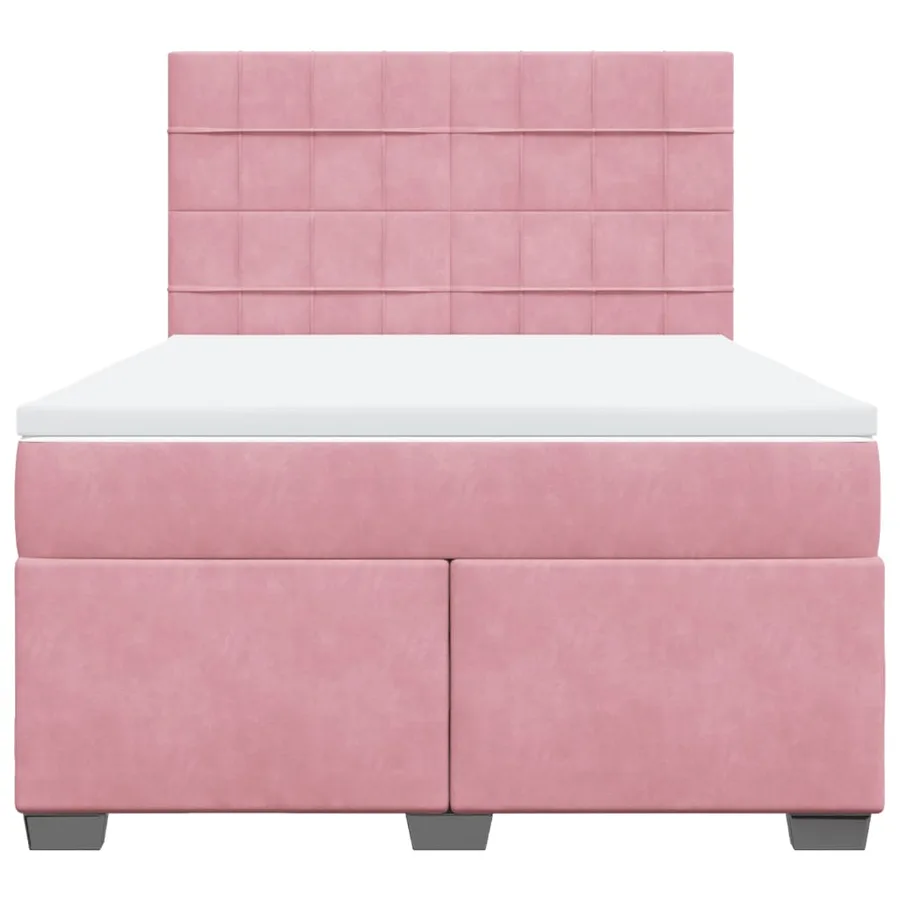Sommier à lattes de lit avec matelas Rose 140x200 cm Velours - 4