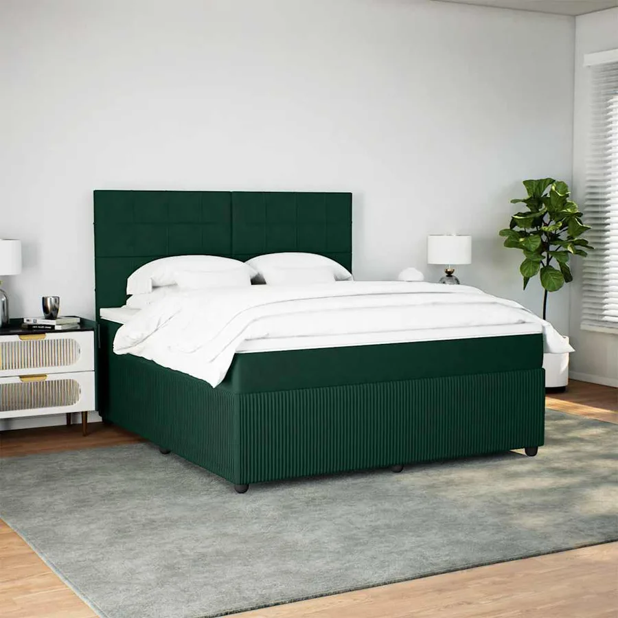 Sommier à lattes de lit et matelas Vert foncé 180x200cm Velours - 3