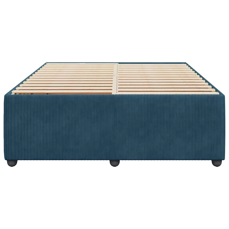 Cadre de lit sans matelas bleu 140x190 cm velours - 4