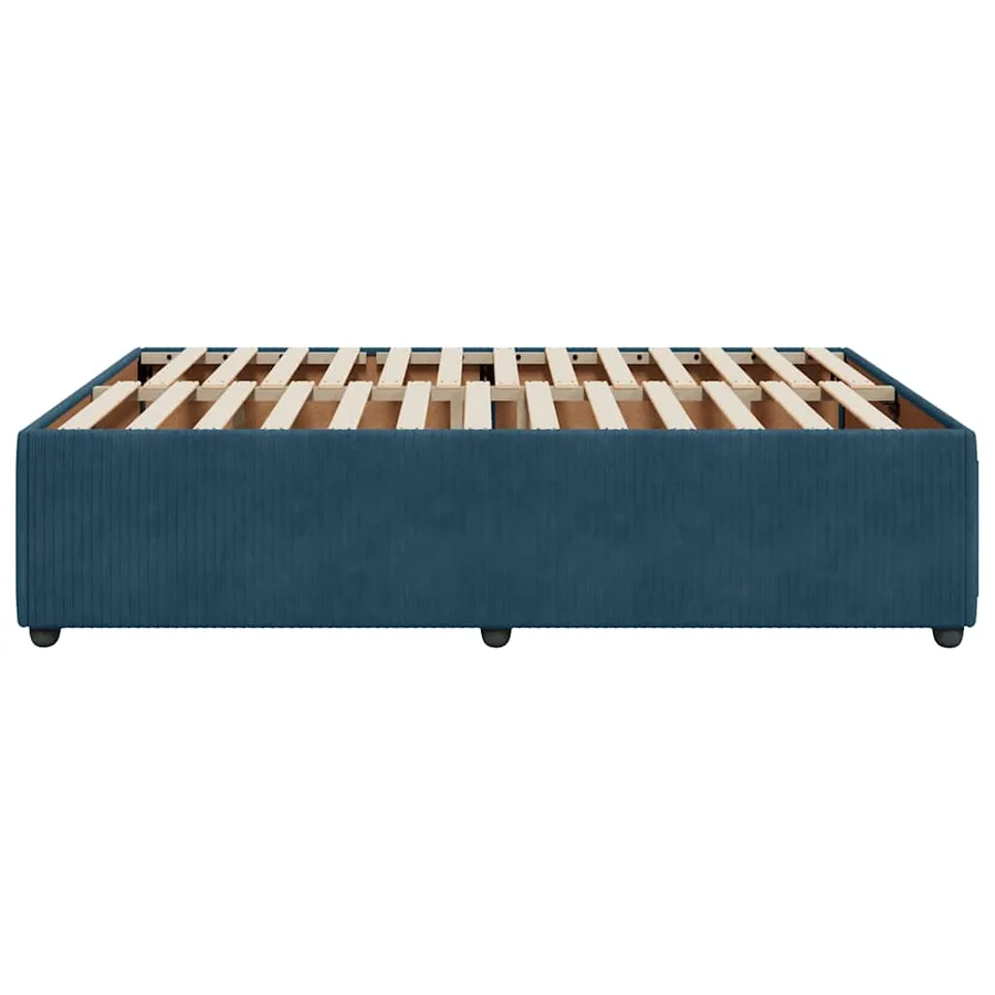 Cadre de lit sans matelas bleu 140x190 cm velours - 5