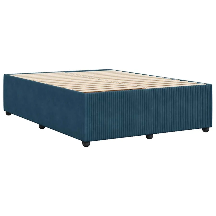 Cadre de lit sans matelas bleu 140x190 cm velours - 6
