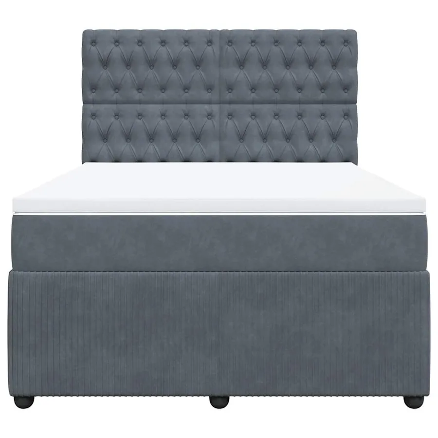 Sommier à lattes de lit et matelas Gris foncé 140x200cm Velours - 4