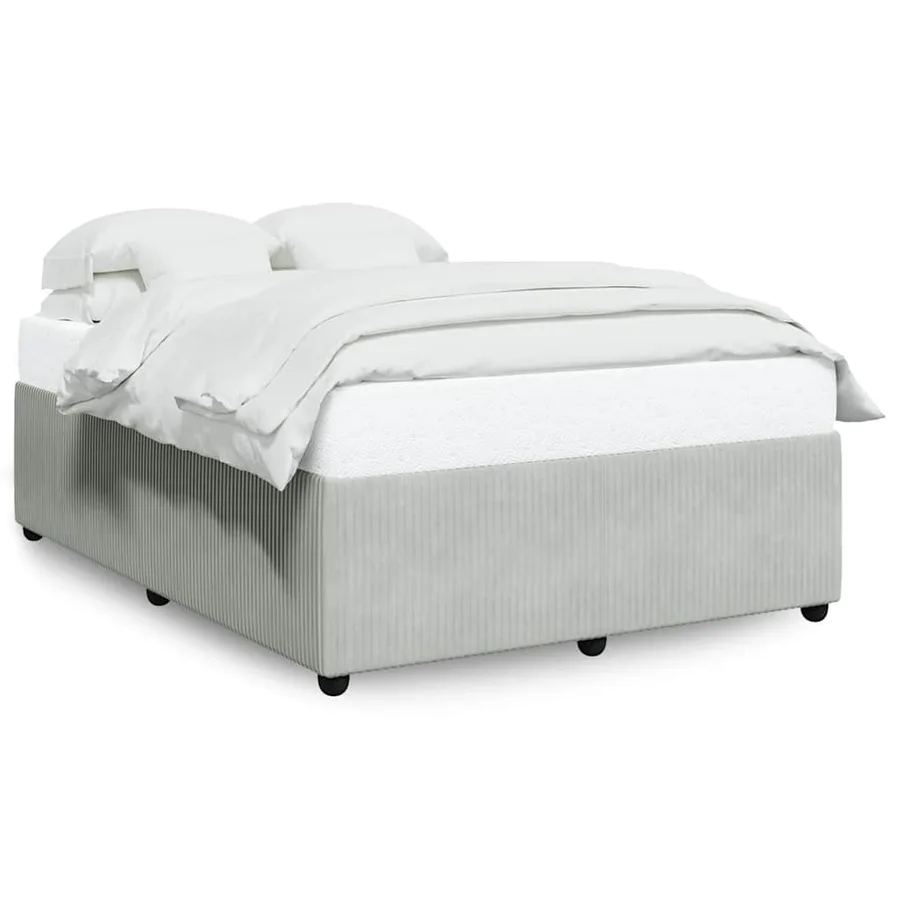 Cadre de lit sans matelas gris clair 140x190 cm velours - 2