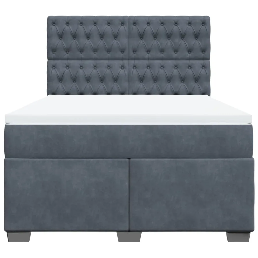 Sommier à lattes de lit et matelas Gris foncé 140x200cm Velours - 4