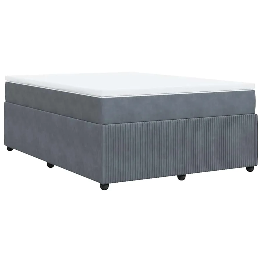 Sommier à lattes de lit et matelas Gris foncé 140x190cm Velours - 9