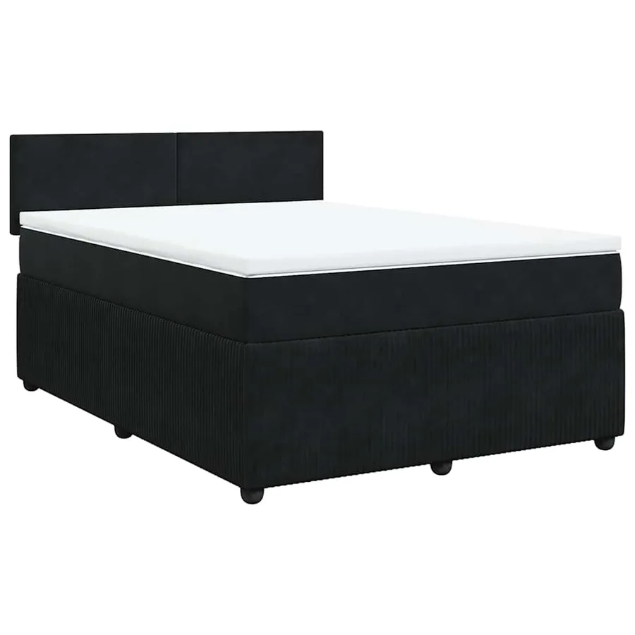 Sommier à lattes de lit avec matelas Noir 140x190 cm Velours - 2