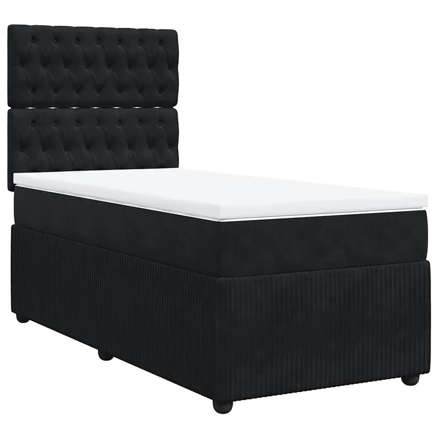 Sommier à lattes de lit avec matelas Noir 90x190 cm Velours - 2