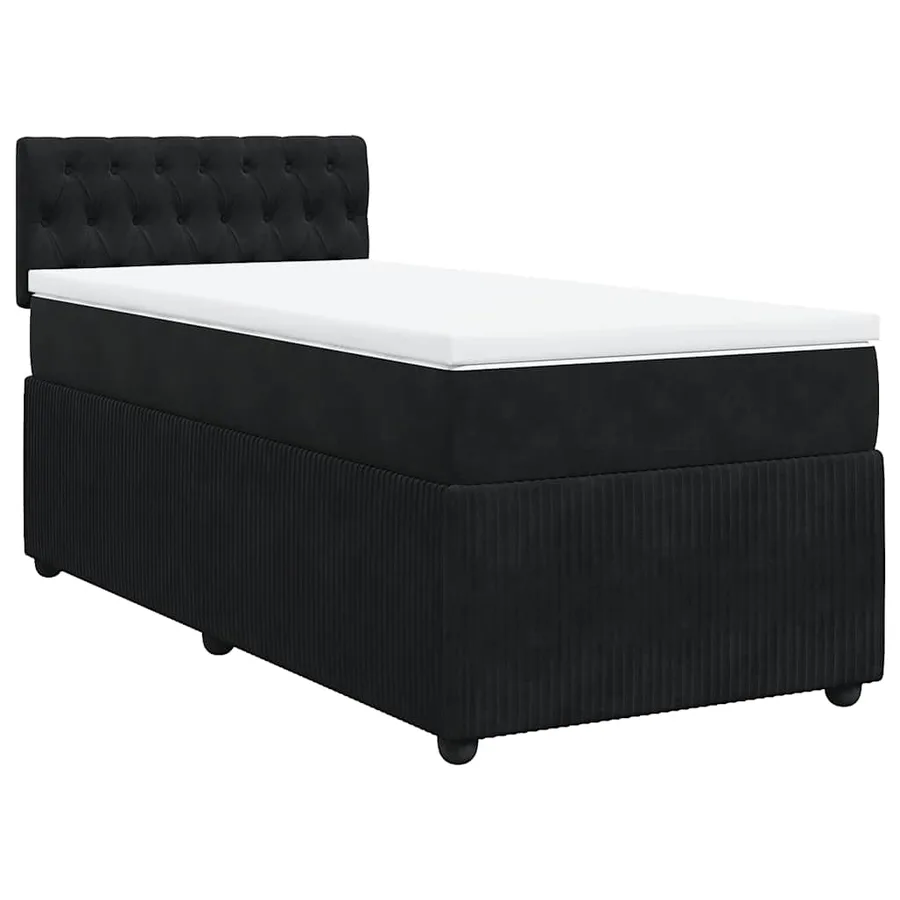 Sommier à lattes de lit avec matelas Noir 90x190 cm Velours - 3