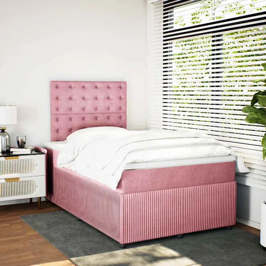 Sommier à lattes de lit avec matelas Rose 120x200 cm Velours - 3