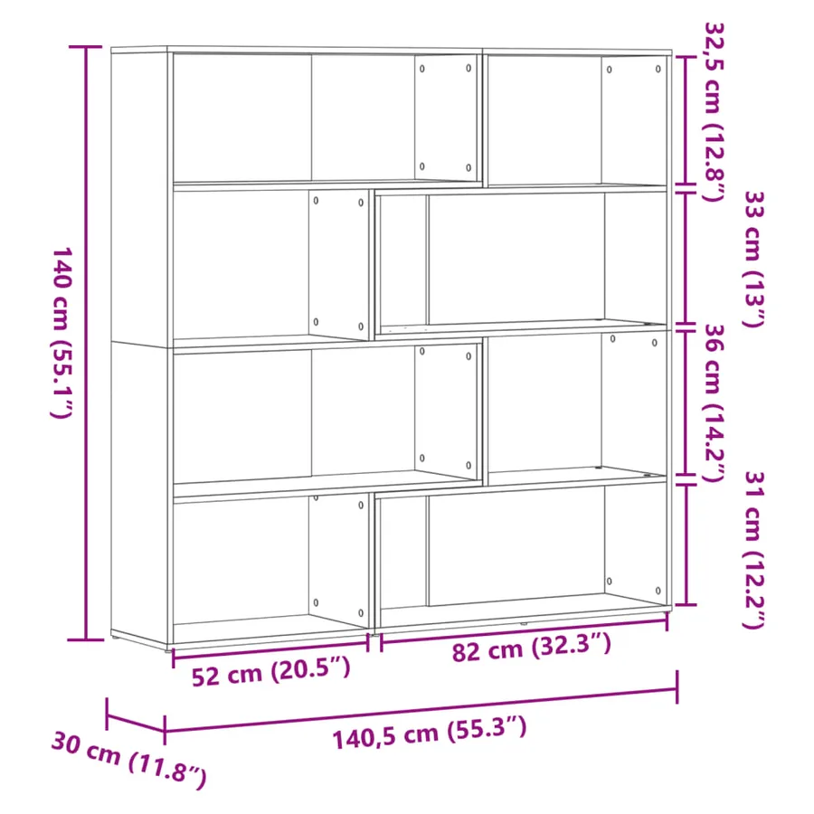 Bibliothèque d'angle à 4 niveaux vieux bois bois d'ingénierie - 10