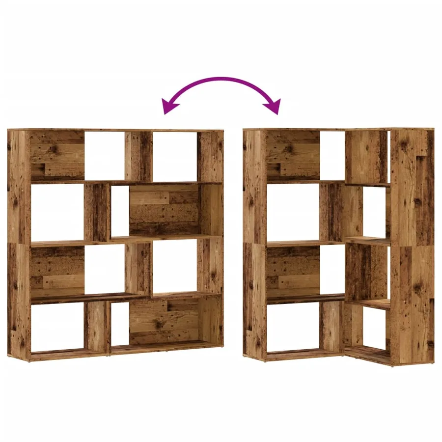 Bibliothèque d'angle à 4 niveaux vieux bois bois d'ingénierie - 7