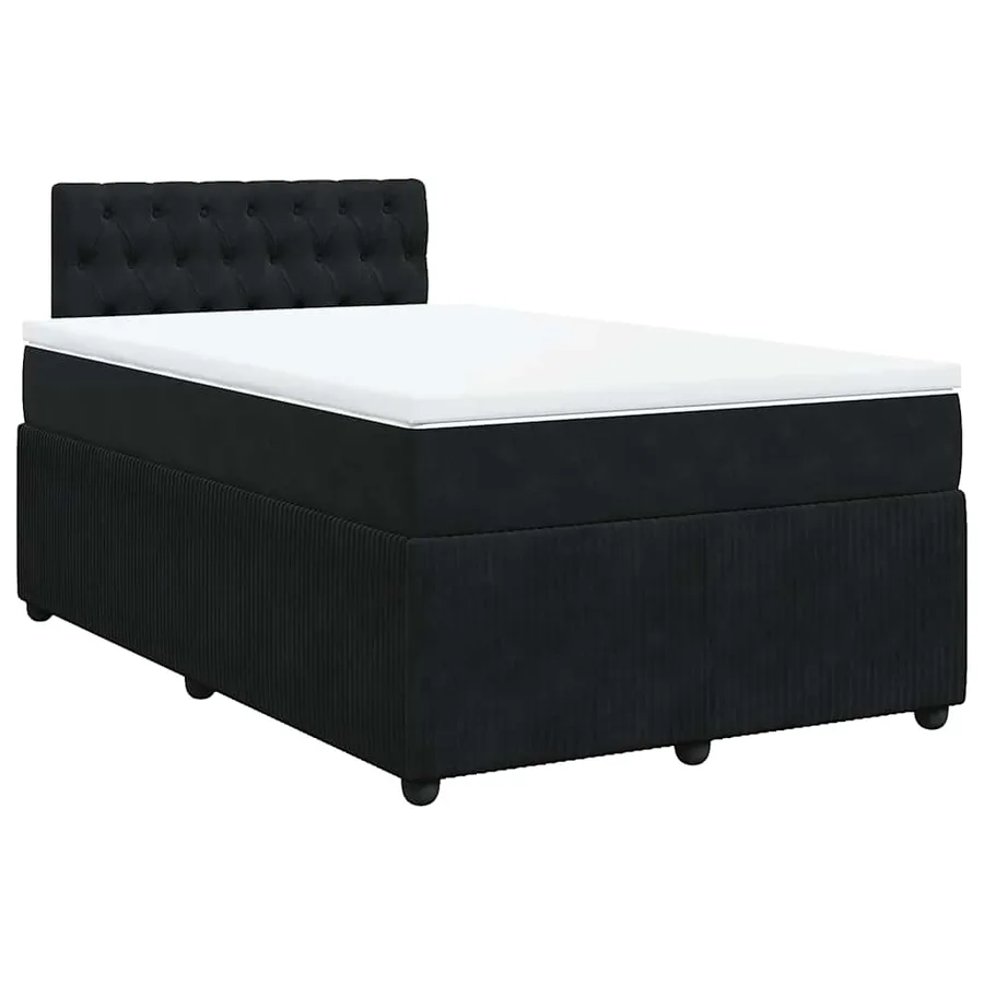 Sommier à lattes de lit avec matelas Noir 120x200 cm Velours - 2