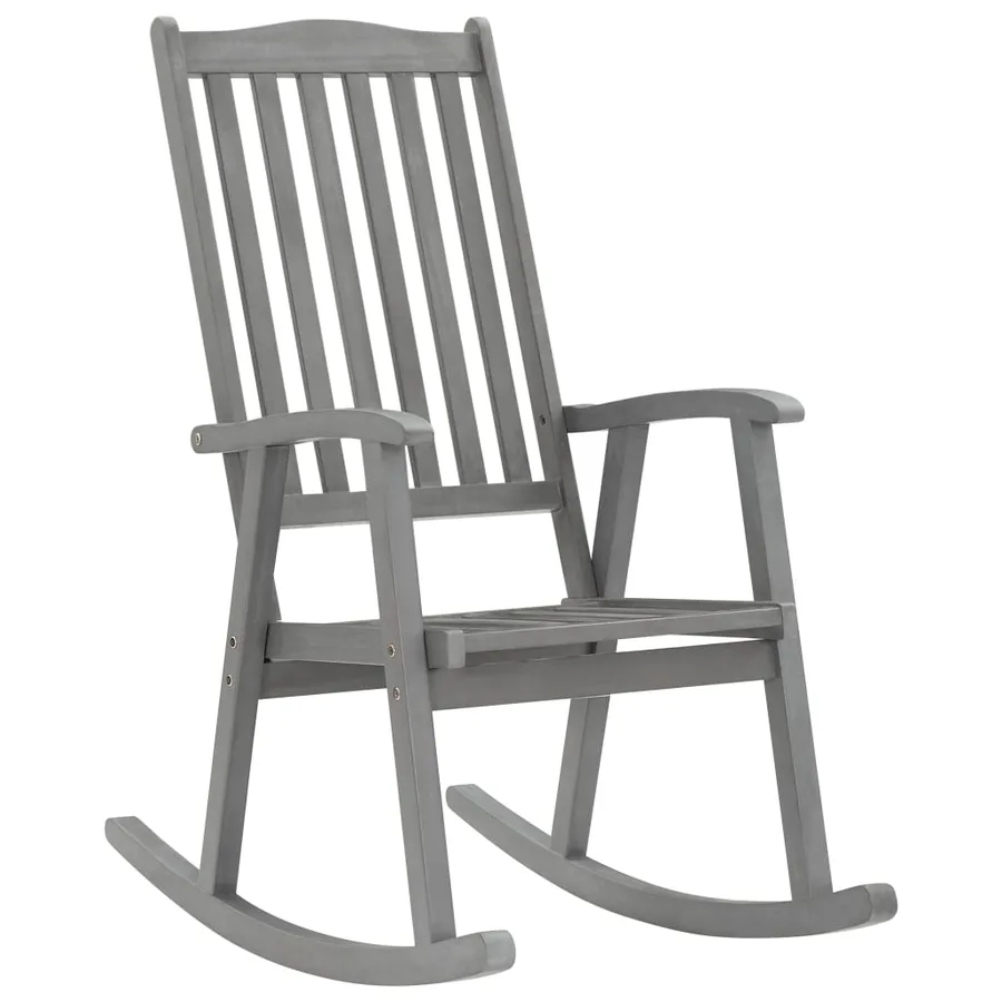 Rocking chair with cushions Grey Solid acacia wood - 2