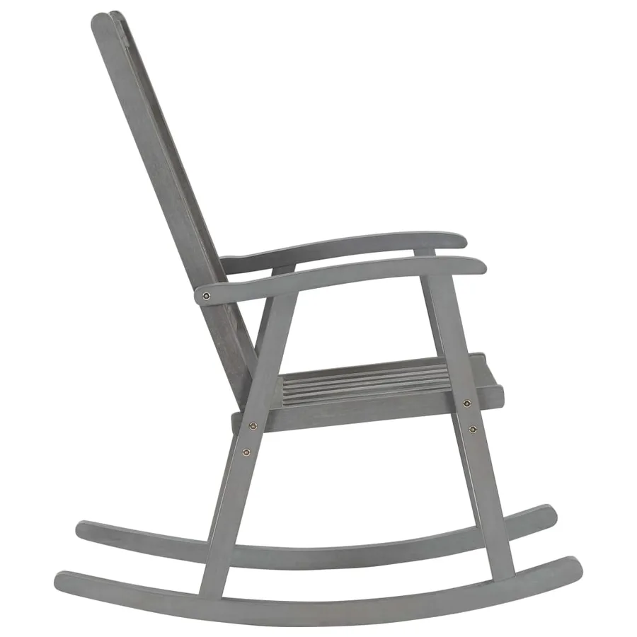 Rocking chair with cushions Grey Solid acacia wood - 4