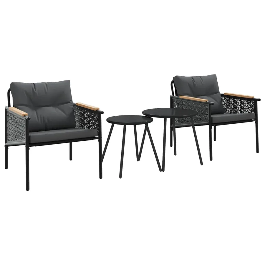 Ensemble de meubles de balcon 4 pcs avec coussins acier noir - 2