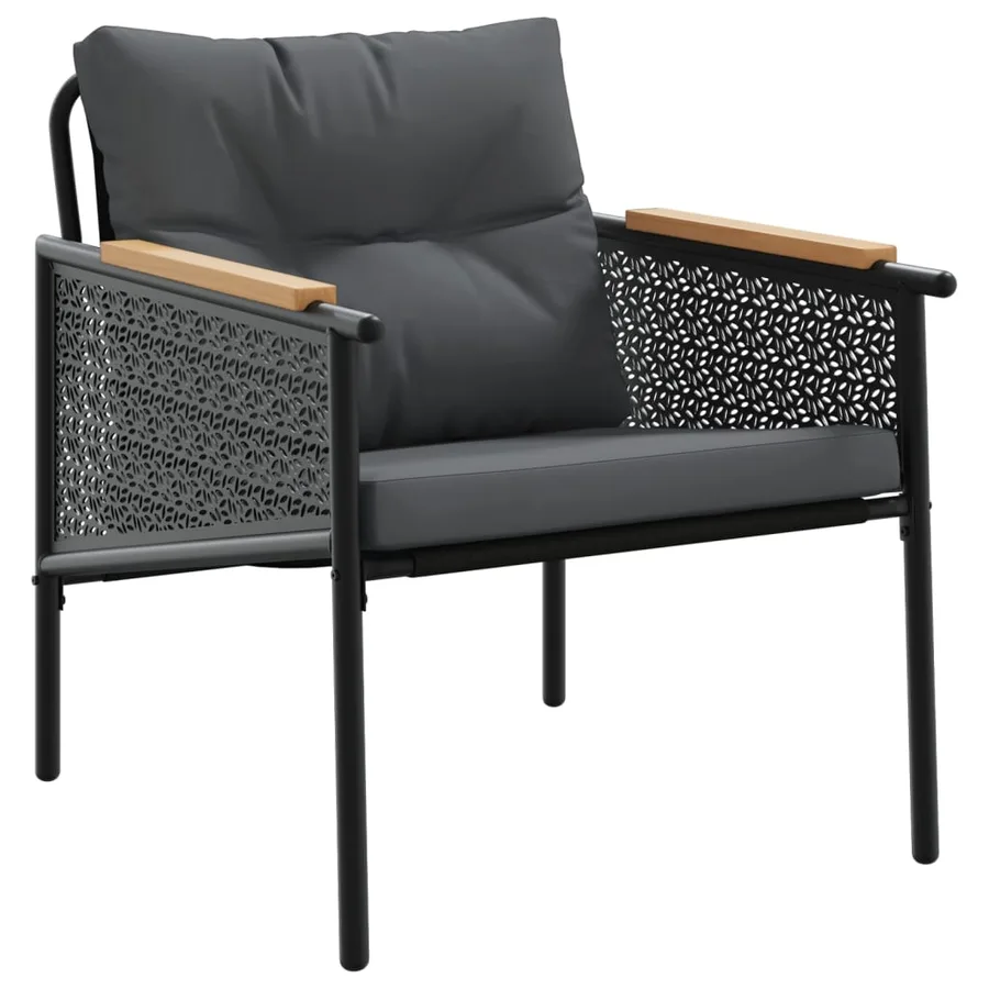 Ensemble de meubles de balcon 4 pcs avec coussins acier noir - 3