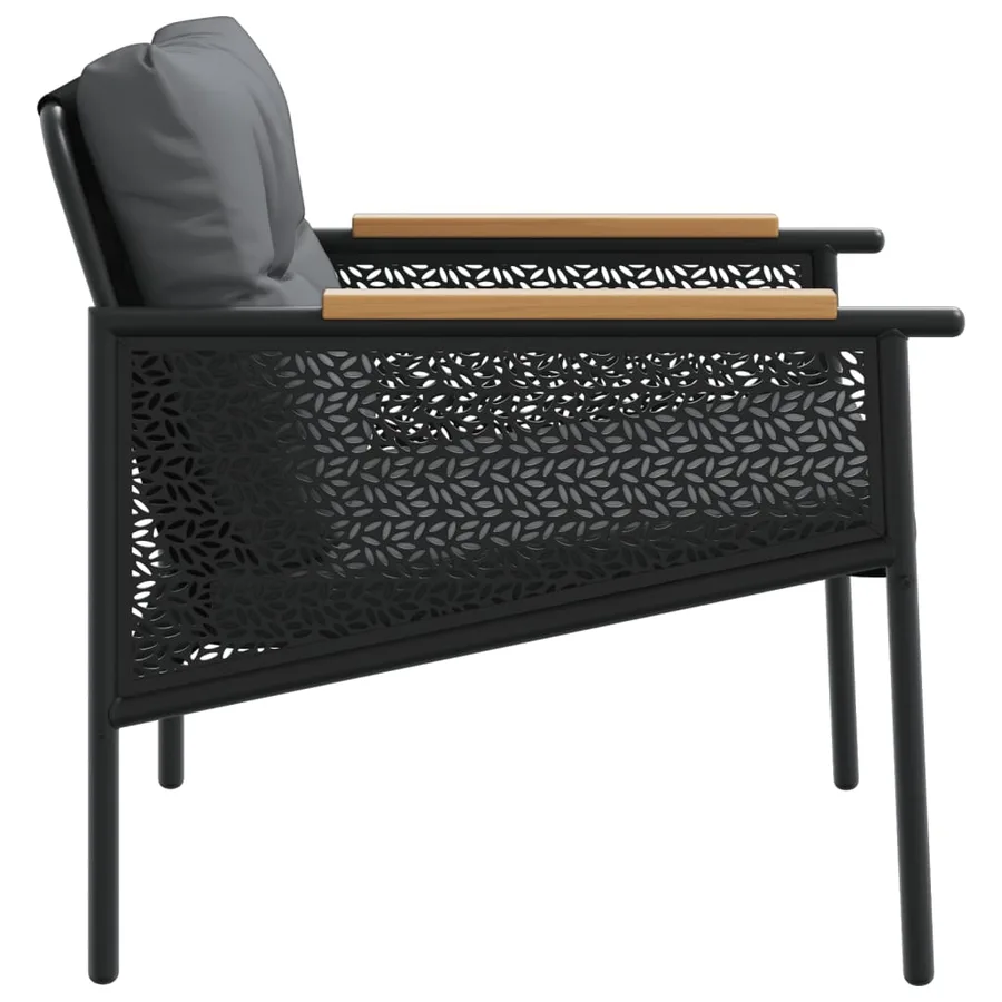 Ensemble de meubles de balcon 4 pcs avec coussins acier noir - 6