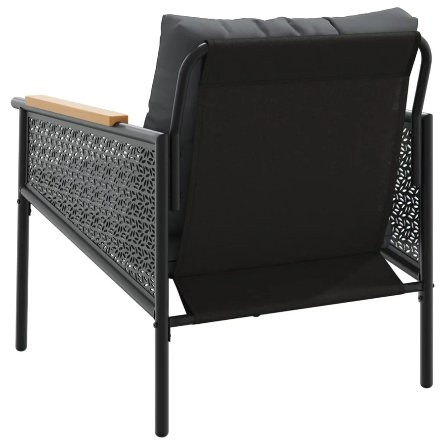 Ensemble de meubles de balcon 4 pcs avec coussins acier noir - 7