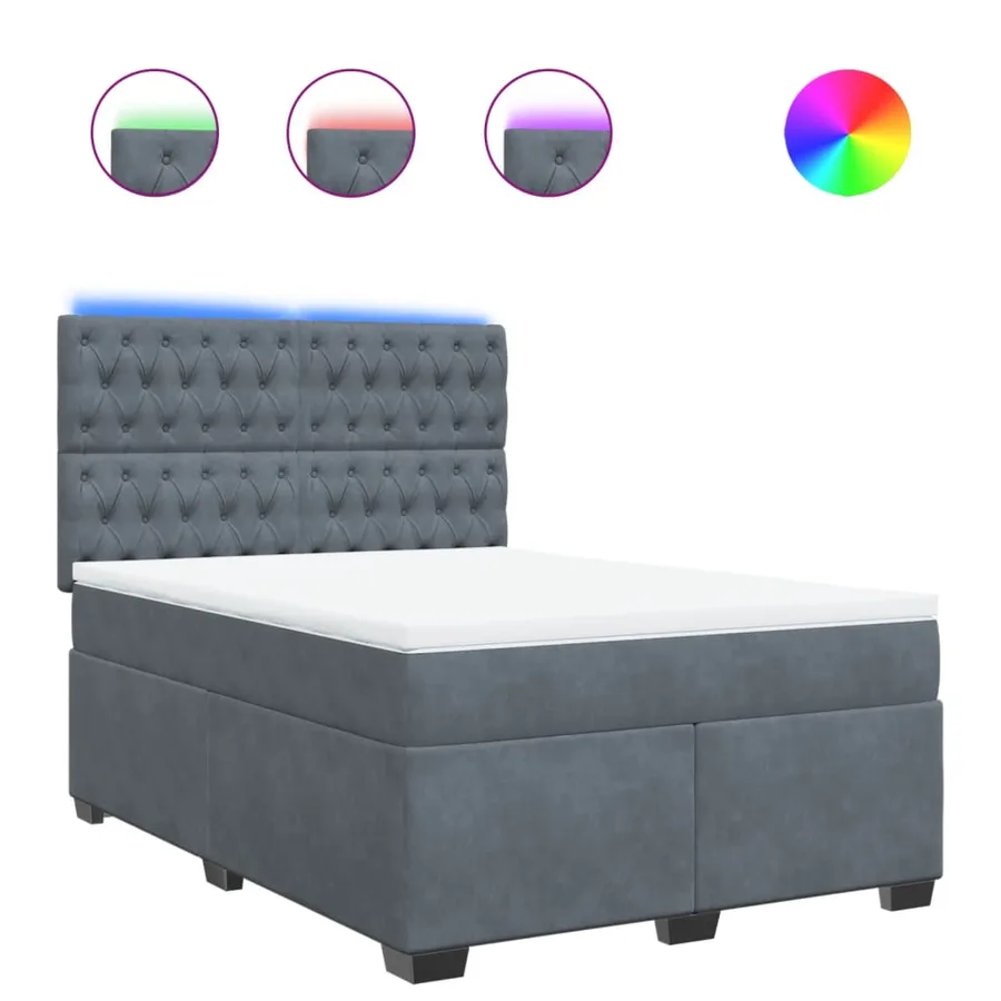 Sommier à lattes de lit et matelas Gris foncé 140x190cm Velours - 2
