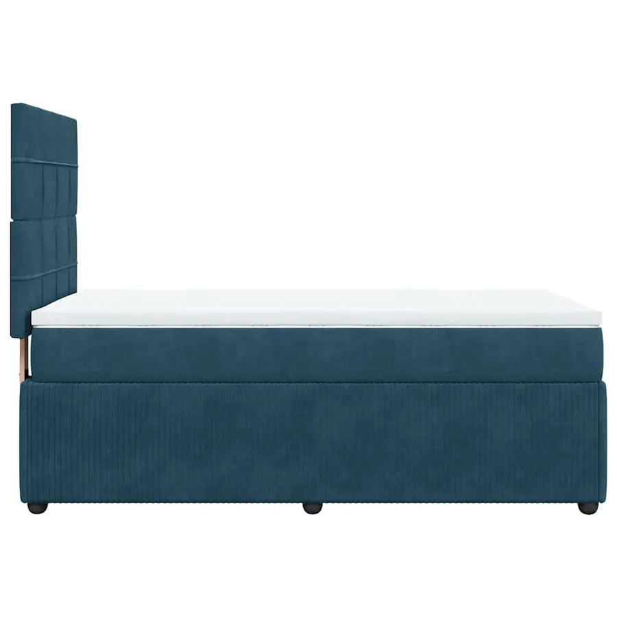 Sommier à lattes de lit avec matelas bleu 90x190 cm velours - 7