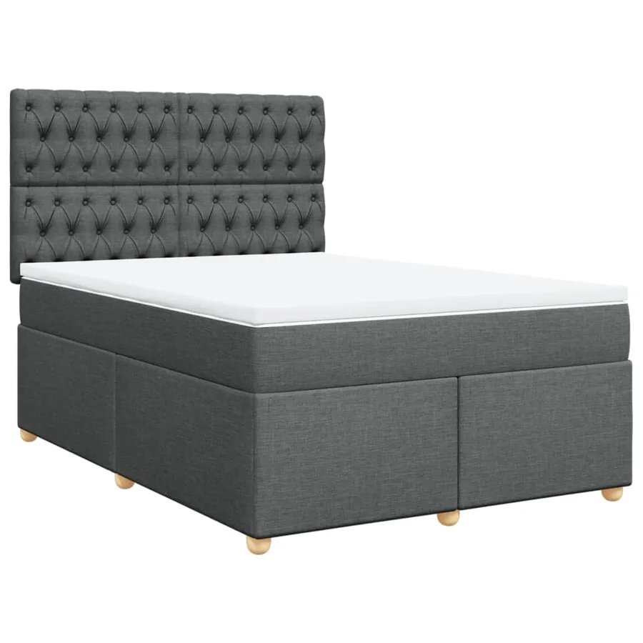 Sommier à lattes de lit avec matelas Gris foncé 140x200cm Tissu - 3
