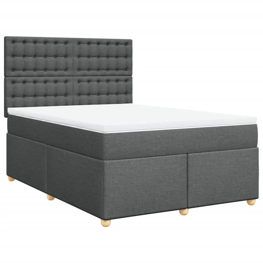 Sommier à lattes de lit avec matelas Gris foncé 140x200cm Tissu - 2