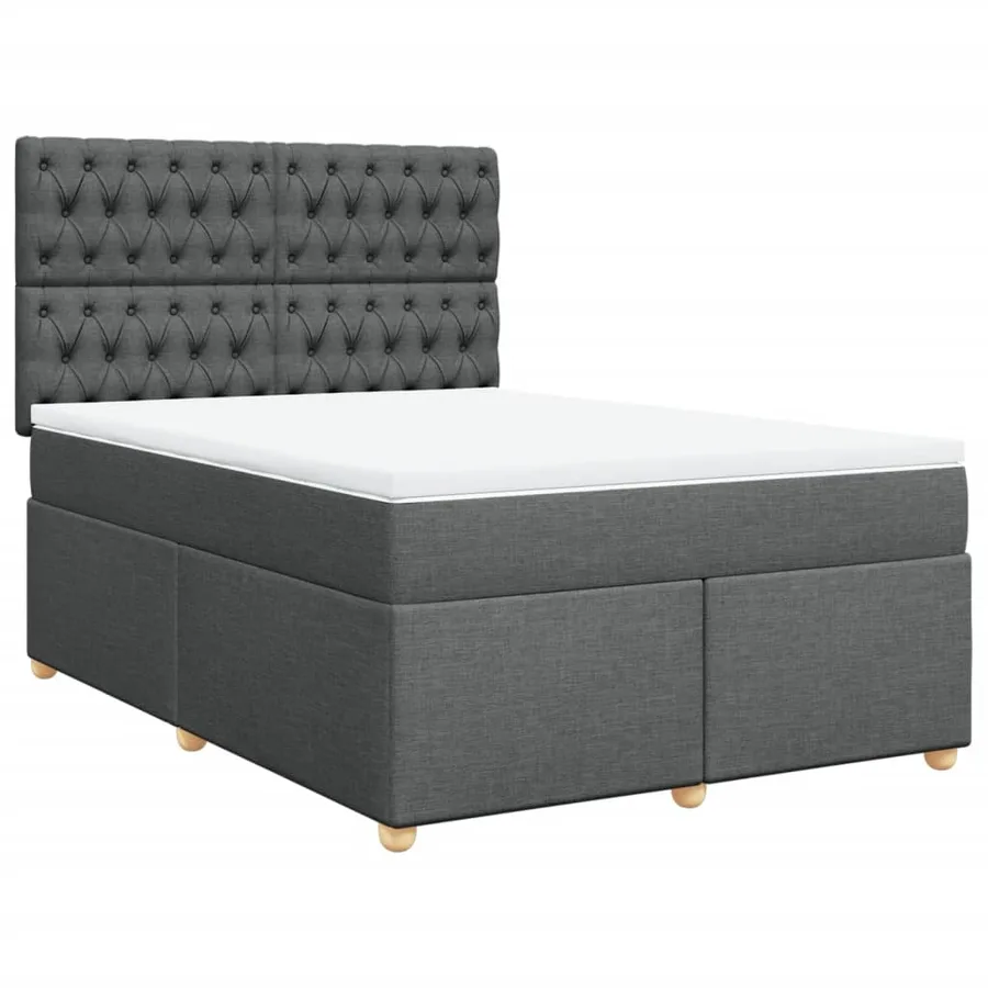 Sommier à lattes de lit avec matelas Gris foncé 140x200cm Tissu - 2