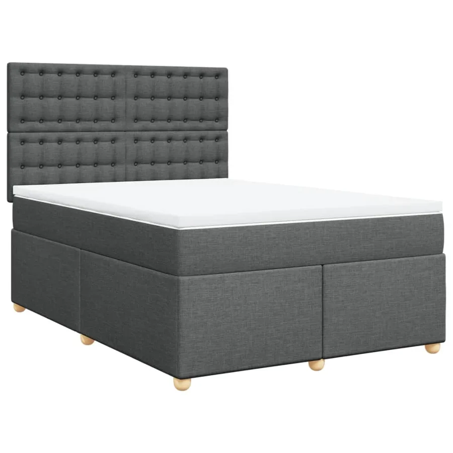 Sommier à lattes de lit avec matelas Gris foncé 140x200cm Tissu - 3