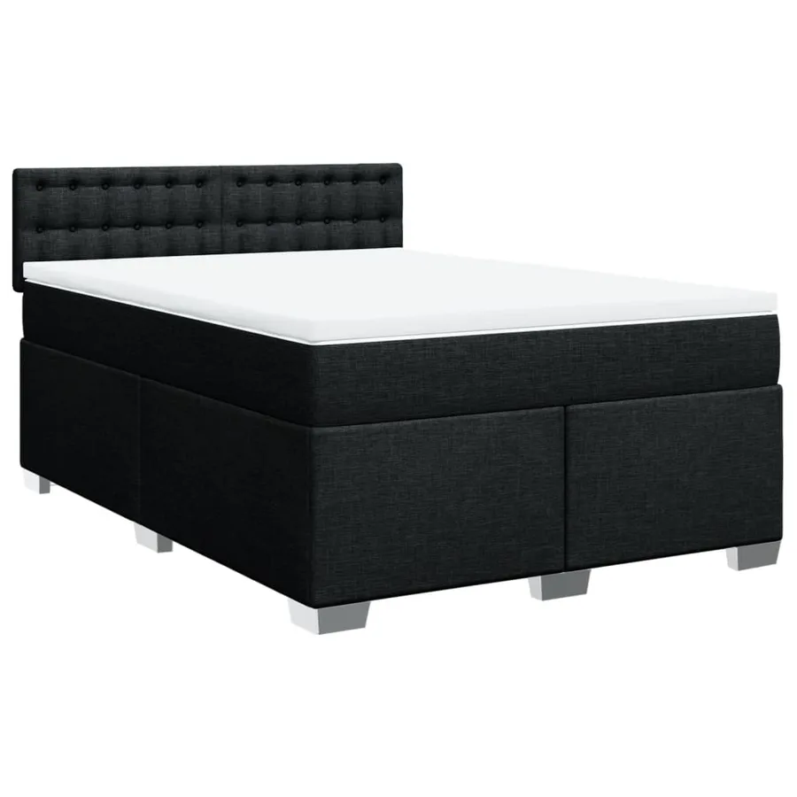 Sommier à lattes de lit avec matelas Noir 160x200 cm Tissu - 2