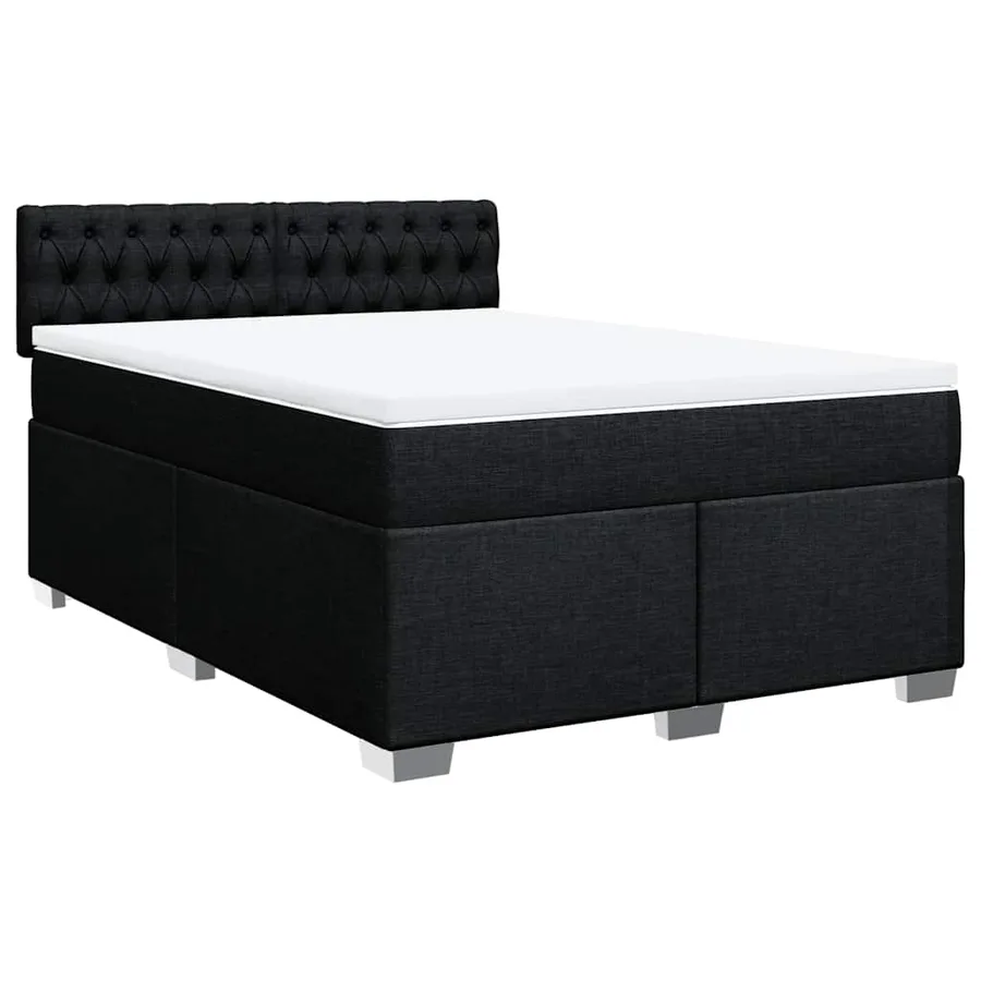 Sommier à lattes de lit avec matelas Noir 160x200 cm Tissu - 3