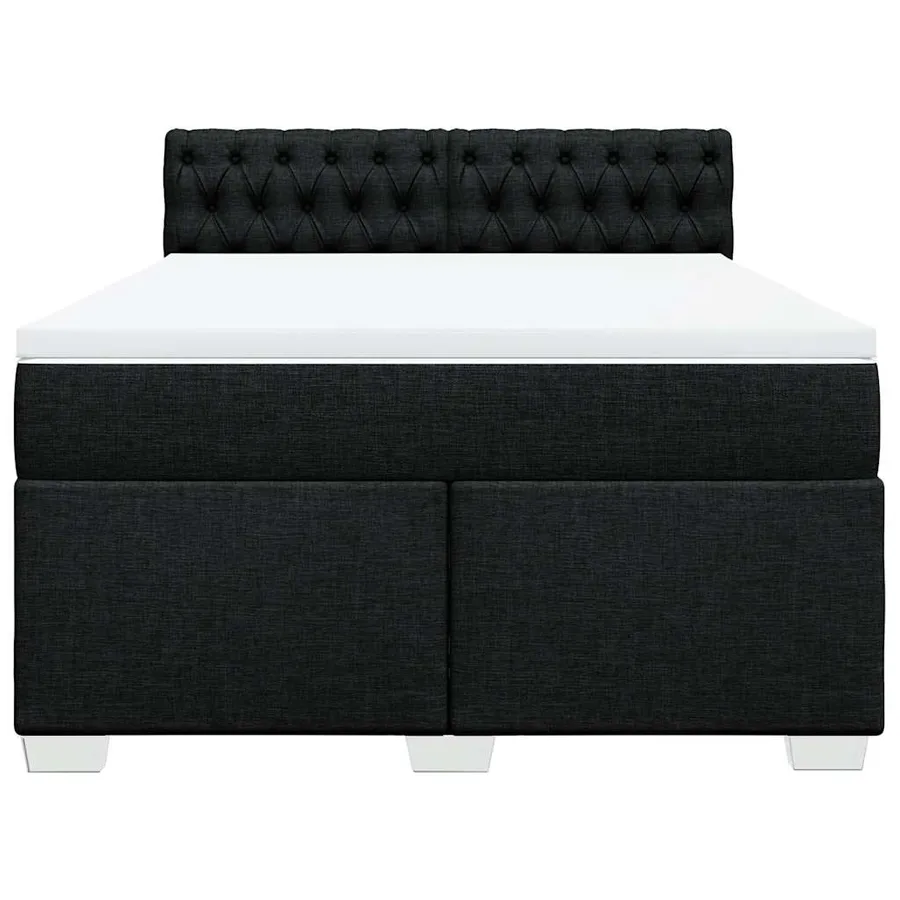 Sommier à lattes de lit avec matelas Noir 160x200 cm Tissu - 6