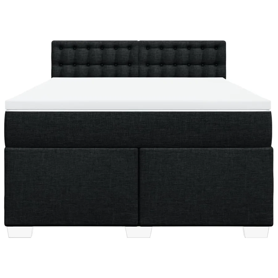 Sommier à lattes de lit avec matelas Noir 160x200 cm Tissu - 6