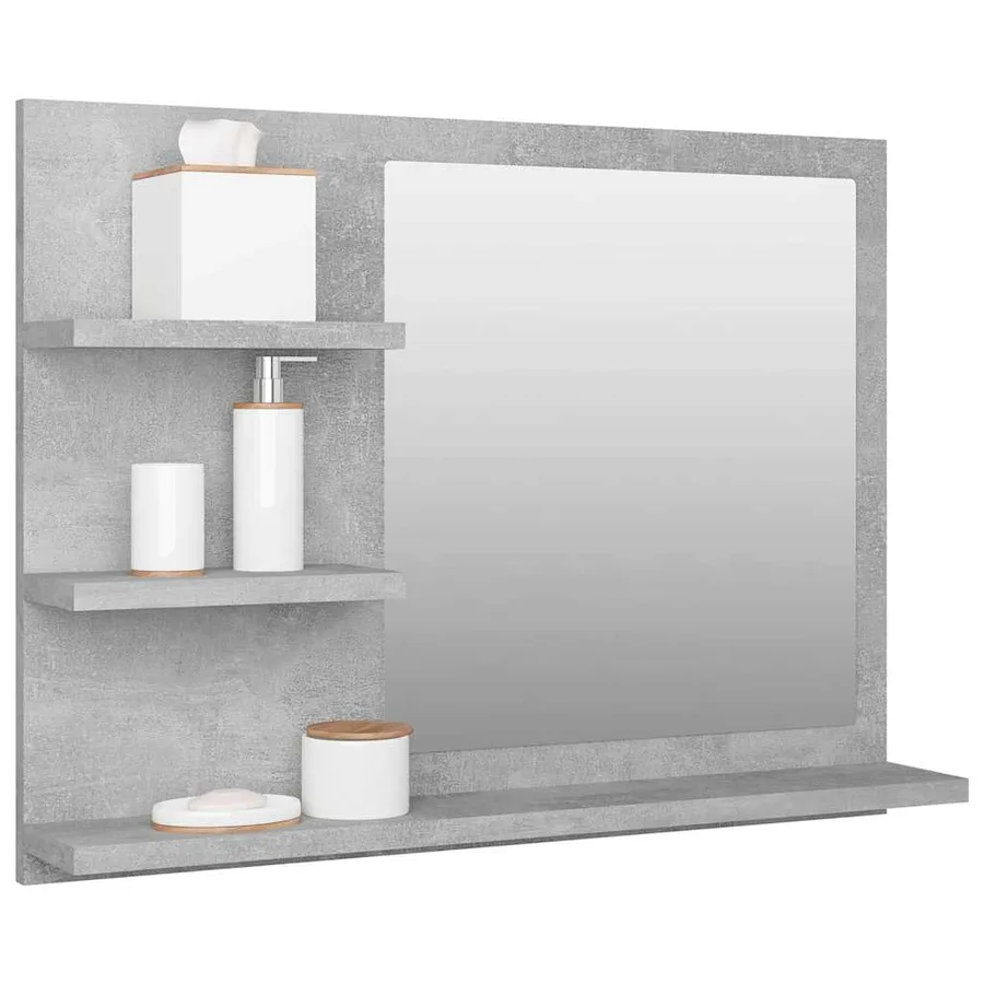 Miroir de salle de bain gris béton 60x10,5x45cm bois ingénierie - 3