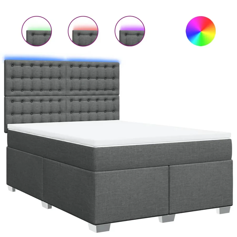 Sommier à lattes de lit avec matelas Gris foncé 160x200cm Tissu - 2