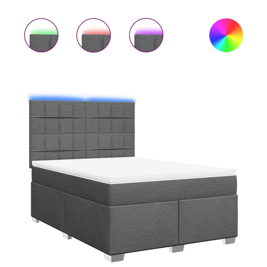 Sommier à lattes de lit avec matelas Gris foncé 160x200cm Tissu - 2