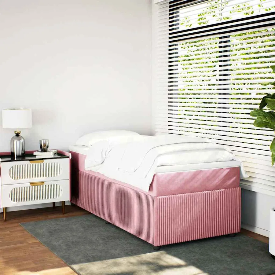 Sommier à lattes de lit avec matelas Rose 90x190 cm Velours - 3