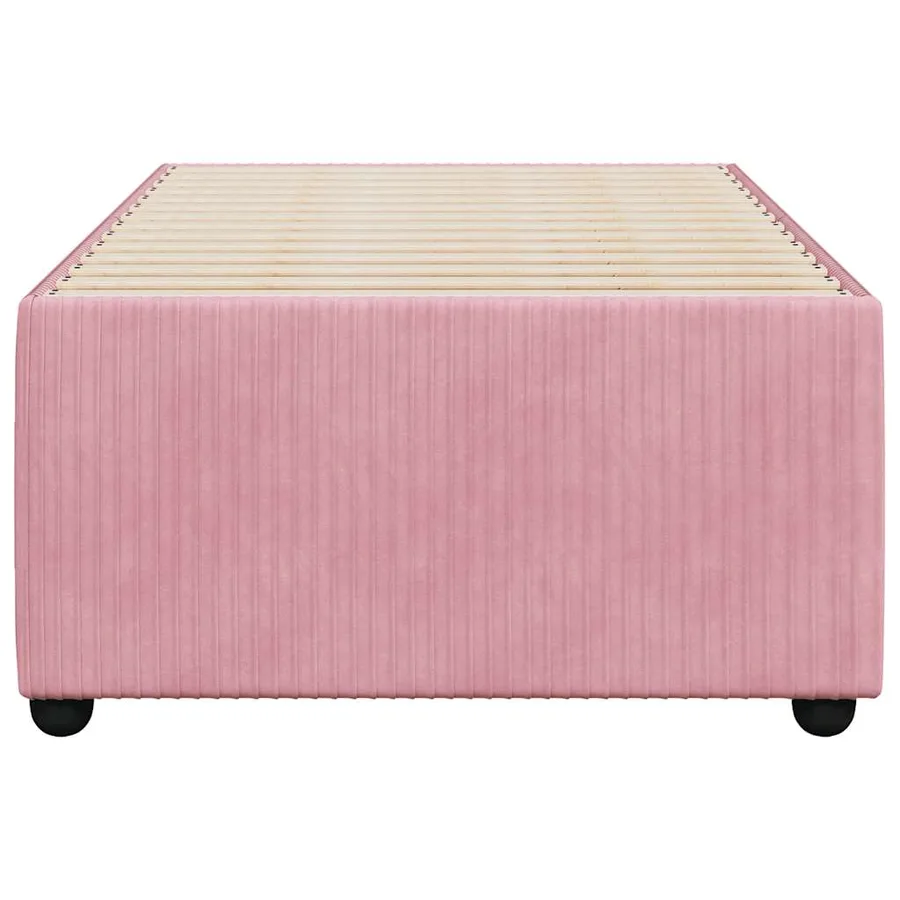 Cadre de lit sans matelas rose 90x200 cm velours - 4
