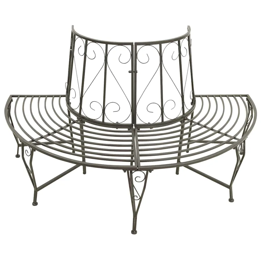 Garden tree bench Semi-round 160 cm Steel - 2